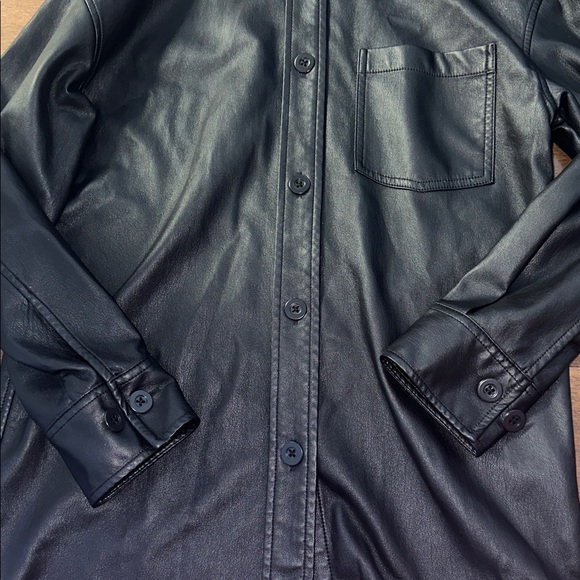 Aritzia Babaton Pelli Faux Leather Shirt Jacket Black XXS - Picture 13 of 15